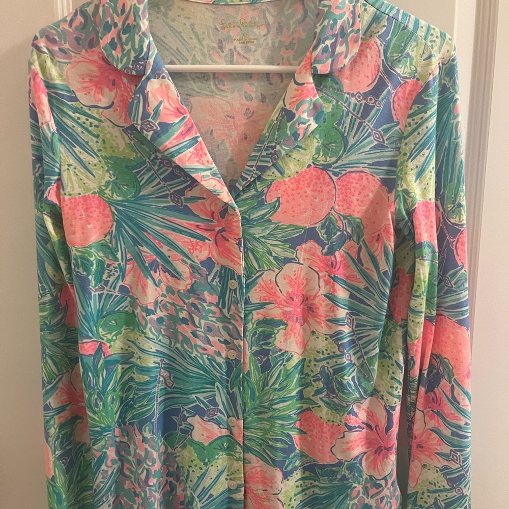 Lilly Pulitzer Tropical Floral Button-Up Shirt